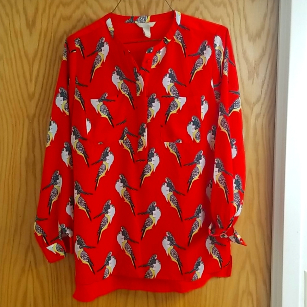 Banana Republic parakeet top size L bird shirt